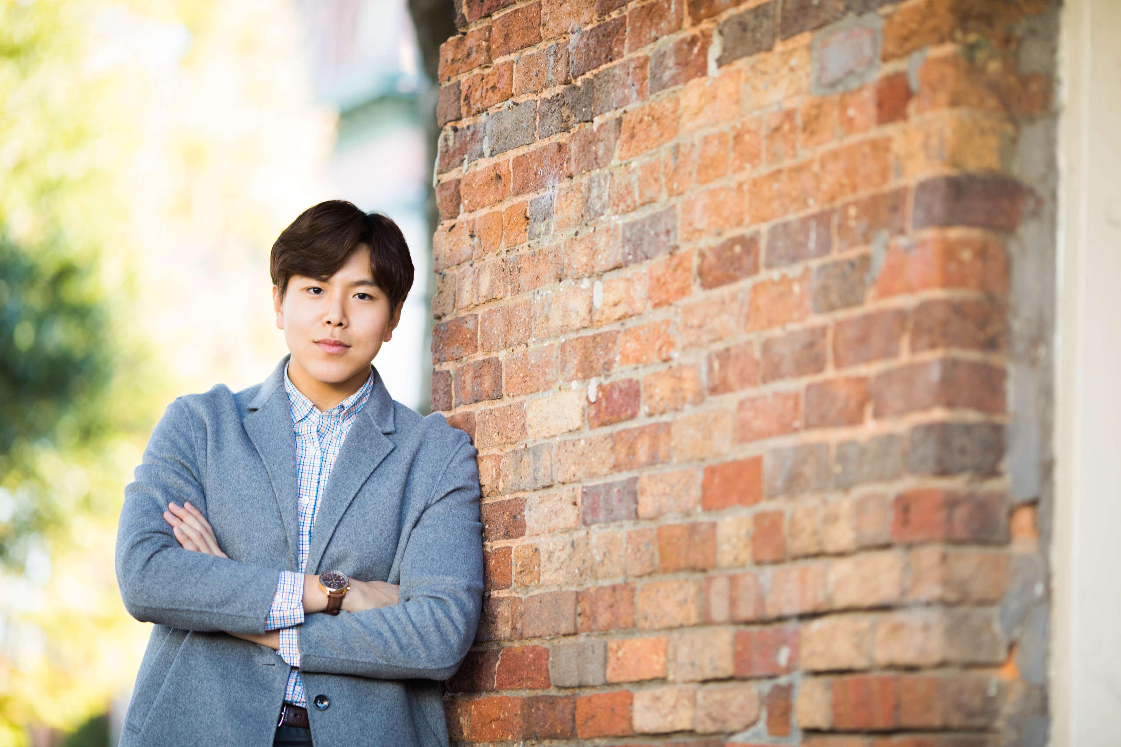 Male student in a suit